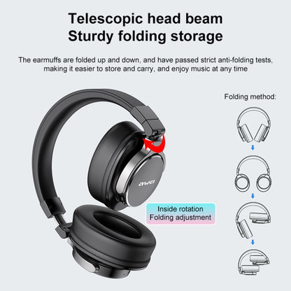 awei A710BL Foldable ANC Noise Cancelling Bluetooth Wireless Headset (Grey) - Headset & Headphone by awei | Online Shopping UK | buy2fix