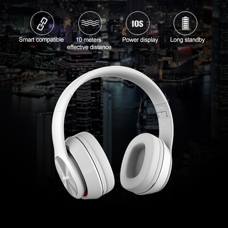 L350 Foldable Wireless Sports Stereo Bluetooth Headset, Supports IOS Power Display & HD Calling & FM & TF Card & 3.5mm AUX (White) - Headset & Headphone by buy2fix | Online Shopping UK | buy2fix