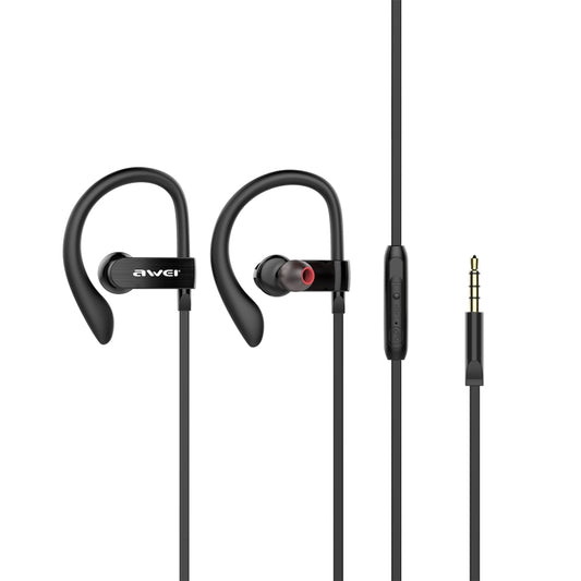 AWEI ES-160I HIFI Hanging Music Earphone (Black) - Normal Style Earphone by awei | Online Shopping UK | buy2fix