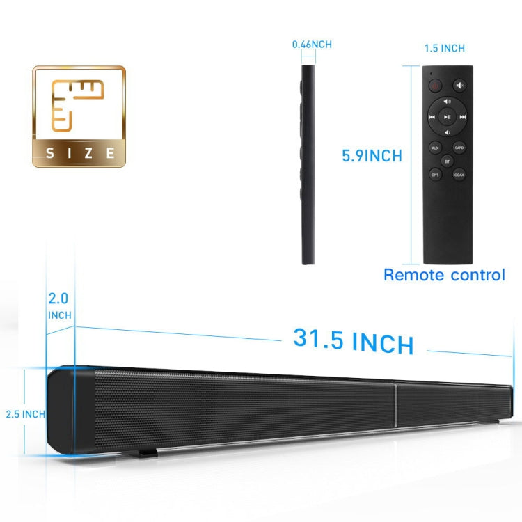 Soundbar LP-09 (CE0148) Home Theater Bluetooth Wireless Sound Bar Speaker with Remote Control(Black) - Desktop Speaker by buy2fix | Online Shopping UK | buy2fix