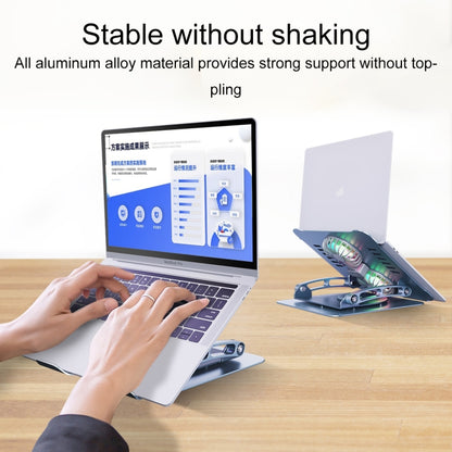 R- JUST HZ13-1 Rotating Foldable Multi-Angle Aluminum Alloy Laptop Fan Bracket (Silver) - MacBook Holder by R-JUST | Online Shopping UK | buy2fix