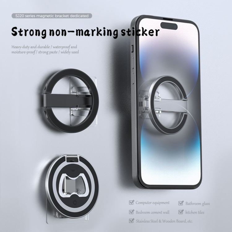 R-JUST SJ20-2 Zinc Alloy Magnetic Bottle Opener Cellphone Holder With No Trace Sticker (Silver) - Hand-Sticking Bracket by R-JUST | Online Shopping UK | buy2fix