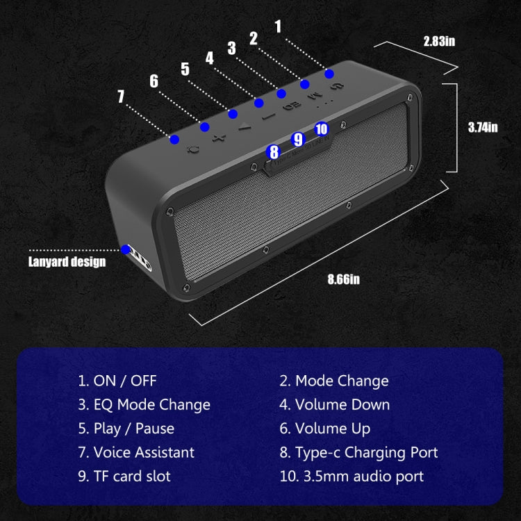 XDOBO Wake 1983 IPX7 Waterproof Portable Outdoor Wireless Bluetooth Speaker (Black) - Desktop Speaker by XDOBO | Online Shopping UK | buy2fix