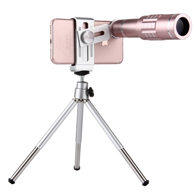 Universal 18X Magnification Lens Mobile Phone 3 in 1 Telescope + Tripod Mount + Mobile Phone Clip(Rose Gold) - Telescope & Microscope by buy2fix | Online Shopping UK | buy2fix