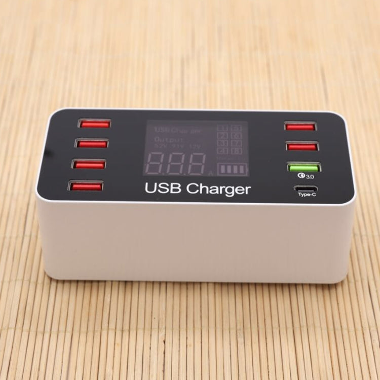 A9+ Multi-function AC 100V~240V 8 Ports USB Digital Display LCD Detachable Charging Station Smart Charger,Support QC3.0(White) - Multifunction Charger by buy2fix | Online Shopping UK | buy2fix