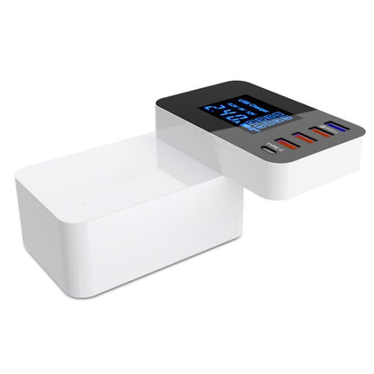 CDA33Q 40W QC 3.0 USB + 3 USB Ports + USB-C / Type-C Ports Multi-function Charger with LED Display, US Plug - Multifunction Charger by buy2fix | Online Shopping UK | buy2fix