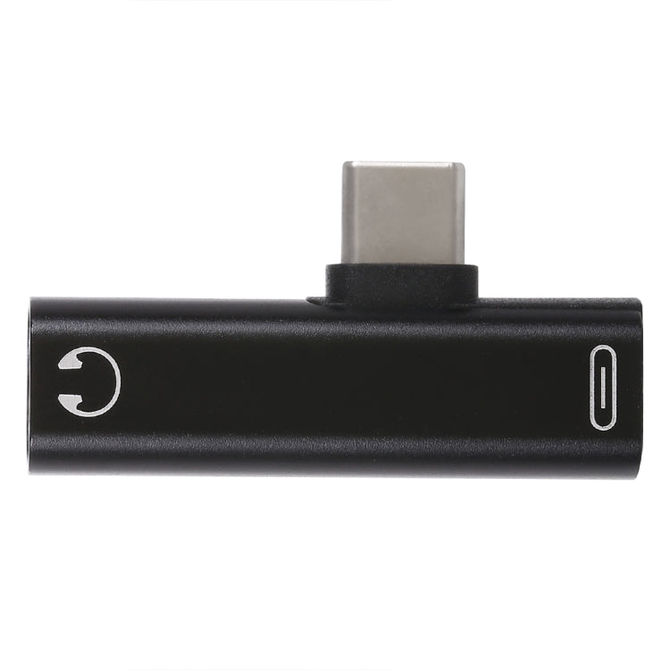 2 in 1 USB-C / Type-C Male to USB-C / Type-C Female 3.5mm Jack Charging Listening Adapter(Black) - Type-C Adapter by buy2fix | Online Shopping UK | buy2fix