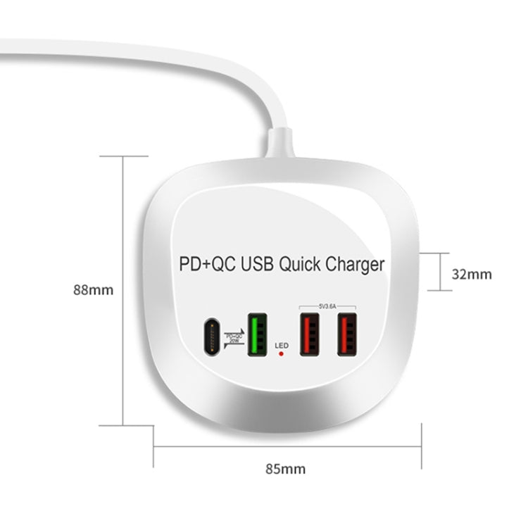 WLX-T3P 4 In 1 PD + QC Multi-function Smart Fast Charging USB Charger (US Plug) - Multifunction Charger by buy2fix | Online Shopping UK | buy2fix