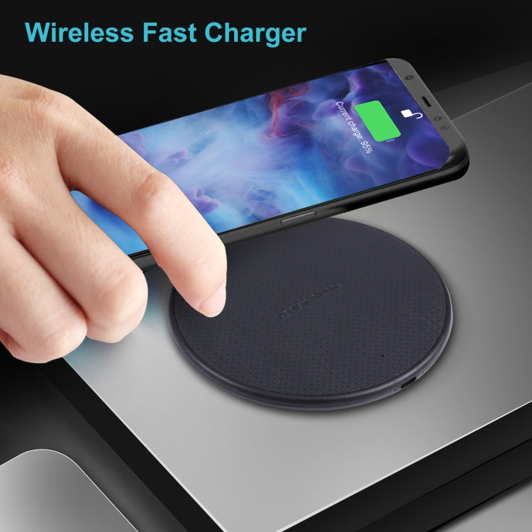 10W QI Plaid Pattern Round Plastic Wireless Charger (Black) - Apple Accessories by buy2fix | Online Shopping UK | buy2fix