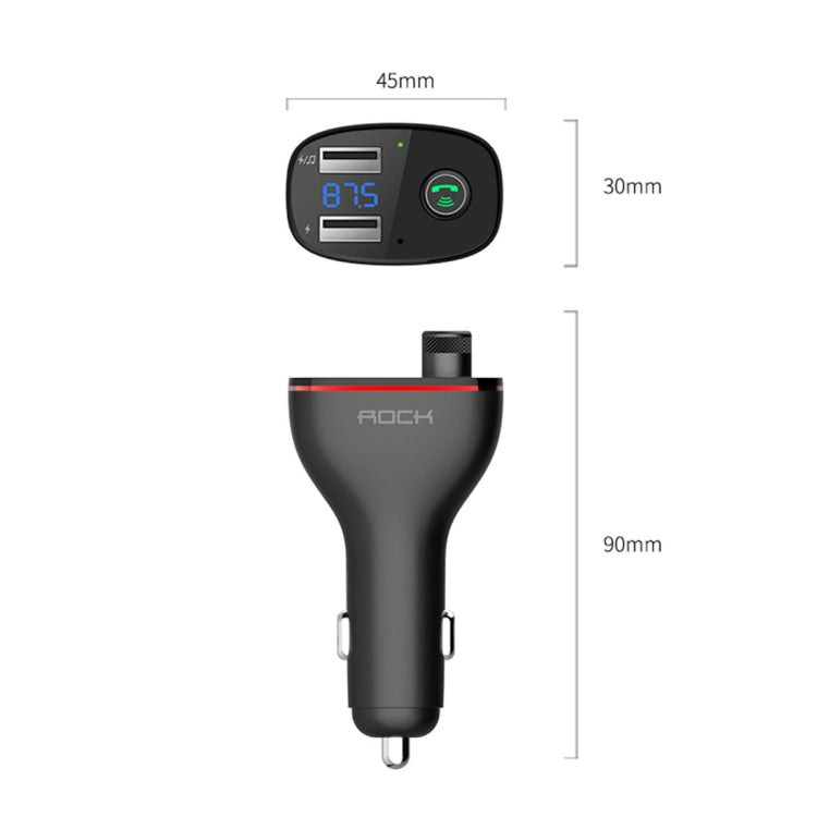 Rock B300 Wireless Bluetooth V4.2 FM Transmitter Radio Adapter Car Charger, With Dual USB Output & Hand-Free Calling, Music Player Support USB Flash Drive & U Disk, Compatible with IOS & Android - Bluetooth Car Kits by ROCK | Online Shopping UK | buy2fix