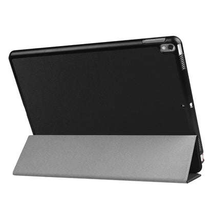 For iPad Pro 10.5 inch PU Litchi Texture 3-folding Smart Case Clear Back Cover with Holder(Black) - iPad Pro 10.5 inch Cases by buy2fix | Online Shopping UK | buy2fix