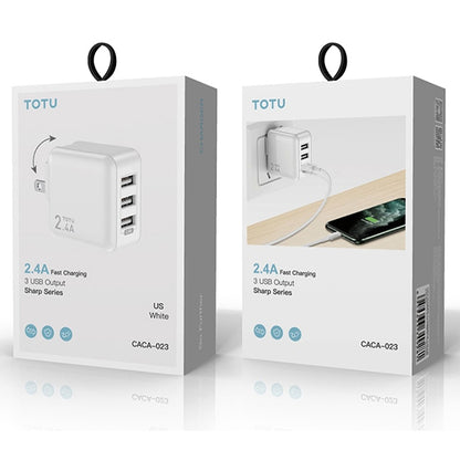 TOTUDESIGN CACA-023 Sharp Series 2.4A Three USB Travel Charger Power Adapter, US Plug (White) - Apple Accessories by TOTUDESIGN | Online Shopping UK | buy2fix