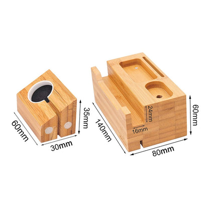 Multi-function Bamboo Charging Station Charger Stand Management Base with 3 USB Ports, For Apple Watch, AirPods, iPhone, US Plug - Others by buy2fix | Online Shopping UK | buy2fix