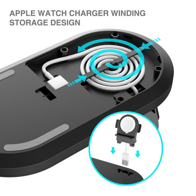 A04 3 in 1 Multi-function Qi Standard Wireless Charger for Mobile Phones & iWatch & AirPods (Black) - Apple Accessories by buy2fix | Online Shopping UK | buy2fix