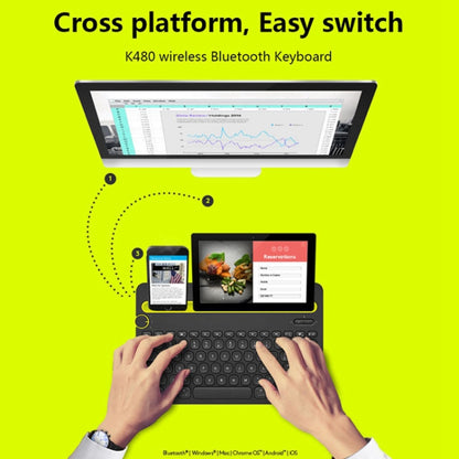 Logitech K480 Multi-device Bluetooth 3.0 Wireless Bluetooth Keyboard with Stand (Black) - Computer & Networking by Logitech | Online Shopping UK | buy2fix