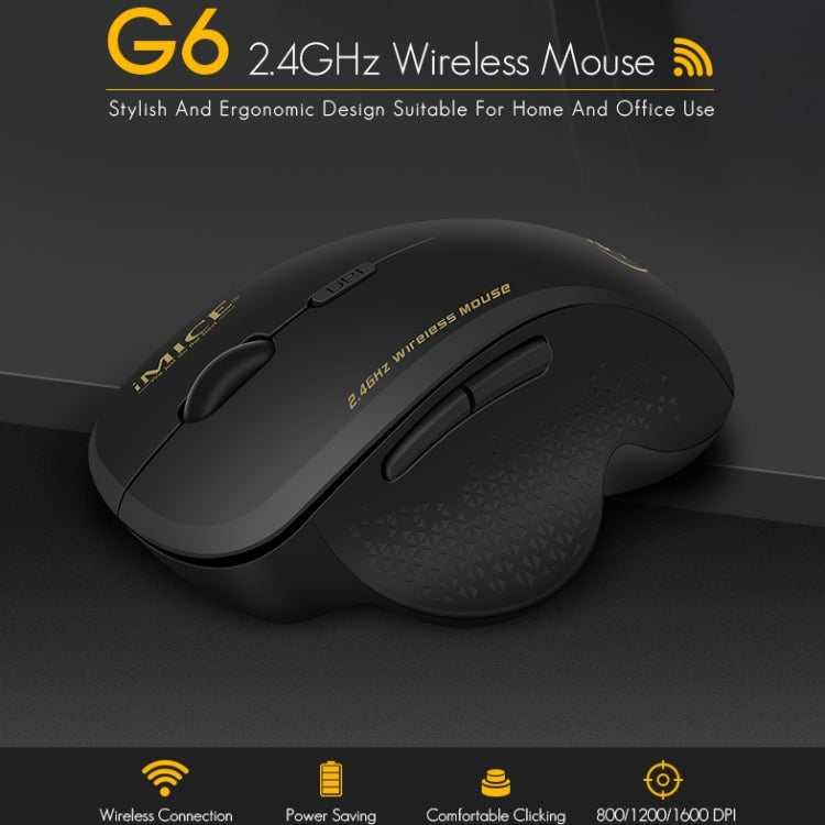 iMICE G6 Wireless Mouse 2.4G Office Mouse 6-button Gaming Mouse(Black) - Wireless Mice by iMICE | Online Shopping UK | buy2fix