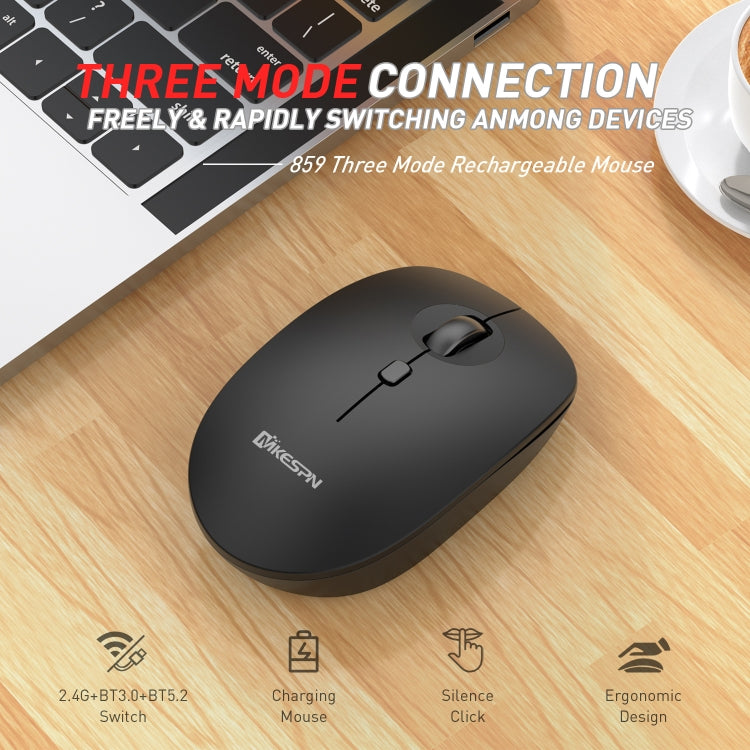 MKESPN 859 2.4G+BT5.0+BT3.0 Three Modes Wireless Mouse (White) - Wireless Mice by MKESPN | Online Shopping UK | buy2fix