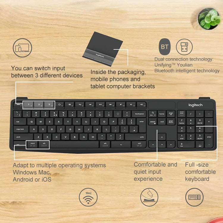 Logitech K375S Wireless Bluetooth Dual Mode Silent Keyboard (Black) - Wireless Keyboard by Logitech | Online Shopping UK | buy2fix