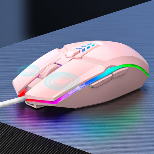 S700 Colorful Light USB Wired Office Gaming Mouse (Pink) - Wired Mice by buy2fix | Online Shopping UK | buy2fix