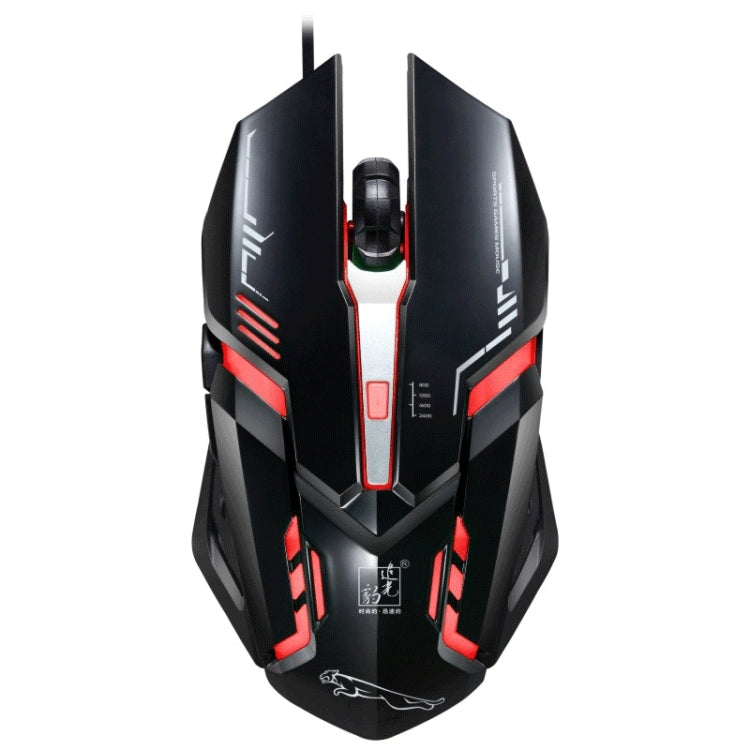 Chasing Leopard V17 USB 2400DPI Four-speed Adjustable Line Pattern Wired Optical Gaming Mouse with LED Breathing Light, Length: 1.45m(Jet Black) - Wired Mice by Chasing Leopard | Online Shopping UK | buy2fix