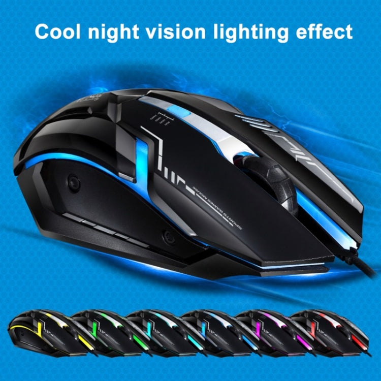 Chasing Leopard V17 USB 2400DPI Four-speed Adjustable Line Pattern Wired Optical Gaming Mouse with LED Breathing Light, Length: 1.45m(Jet Black) - Wired Mice by Chasing Leopard | Online Shopping UK | buy2fix