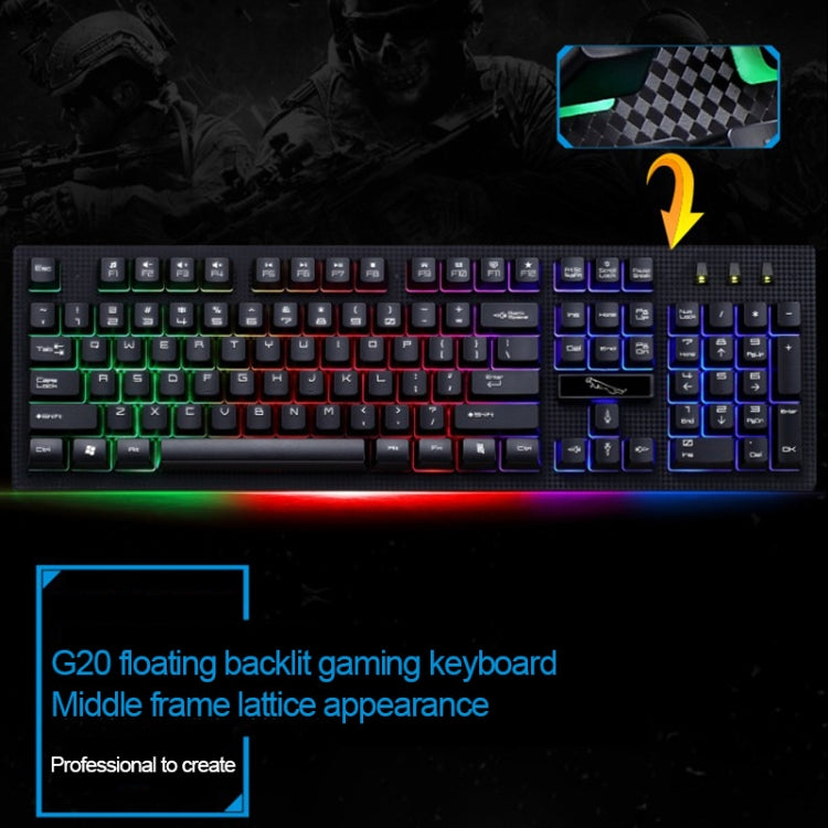 ZGB G20 104 Keys USB Wired Mechanical Feel Glowing Computer Keyboard Gaming Keyboard(Black) - Wired Keyboard by buy2fix | Online Shopping UK | buy2fix