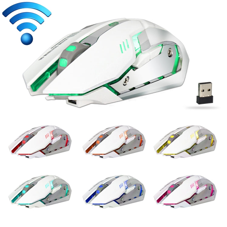 ZERODATE X70 2.4GHz Wireless 6-Keys 2400 DPI Adjustable Ergonomics Optical Gaming Mouse with Breathing Light(White) - Wireless Mice by ZERODATE | Online Shopping UK | buy2fix