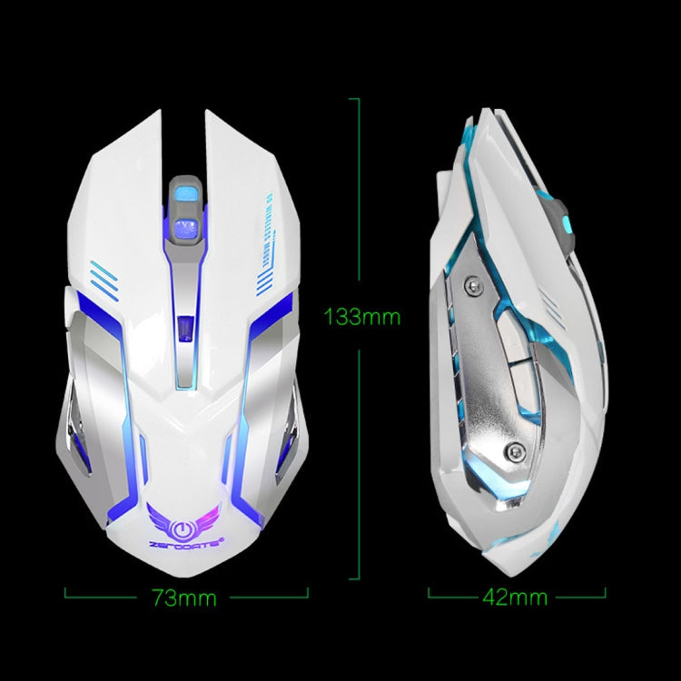 ZERODATE X70 2.4GHz Wireless 6-Keys 2400 DPI Adjustable Ergonomics Optical Gaming Mouse with Breathing Light(White) - Wireless Mice by ZERODATE | Online Shopping UK | buy2fix