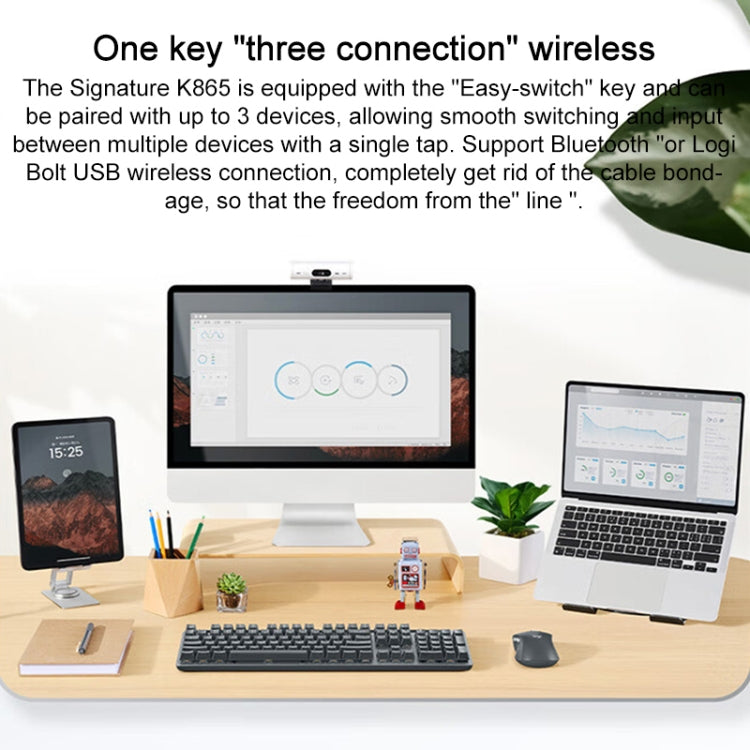 Logitech K865 104 Keys Wireless Bluetooth Mechanical Keyboard, Red Shaft (White) - Wireless Keyboard by Logitech | Online Shopping UK | buy2fix