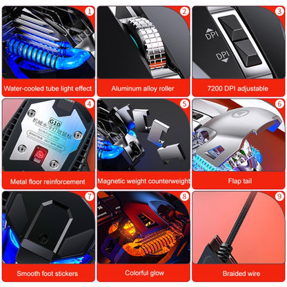 YINDIAO G10 7200DPI 7-modes Adjustable 7-keys RGB Light Wired Metal Mechanical Hard Core Macro Mouse, Style: Audio Version(Black) - Computer & Networking by YINDIAO | Online Shopping UK | buy2fix