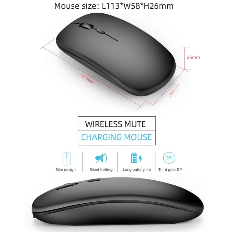 HXSJ M90 2.4GHz Ultrathin Mute Rechargeable Dual Mode Wireless Bluetooth Notebook PC Mouse (Gold) - Wireless Mice by HXSJ | Online Shopping UK | buy2fix