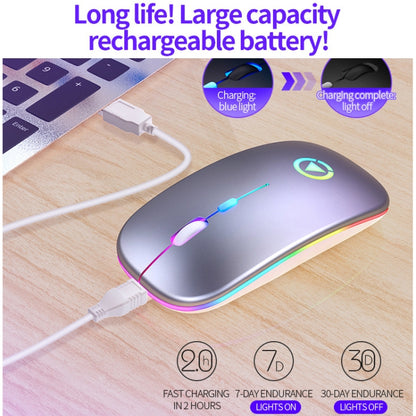YINDIAO A2 BT3.0 + BT5.0 + 2.4GHz 1600DPI 3-modes Adjustable RGB Light Wireless Silent Bluetooth Mouse (Grey) - Computer & Networking by YINDIAO | Online Shopping UK | buy2fix