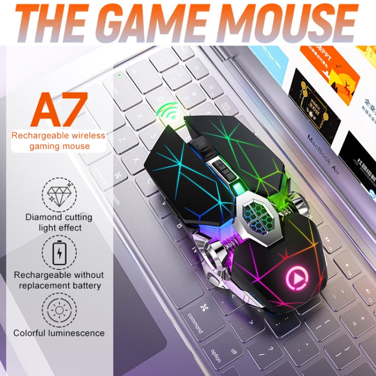 YINDIAO A7 2.4GHz 1600DPI 3-modes Adjustable 7-keys Rechargeable RGB Light Wireless Silent Gaming Mouse (White) - Computer & Networking by YINDIAO | Online Shopping UK | buy2fix