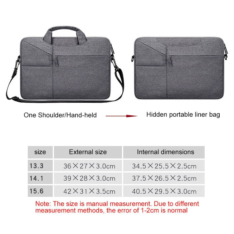 ST02S Waterproof Tear Resistance Hidden Portable Strap One-shoulder Handbag for 13.3 inch Laptops, with Suitcase Belt(Dark Gray) - Computer & Networking by buy2fix | Online Shopping UK | buy2fix