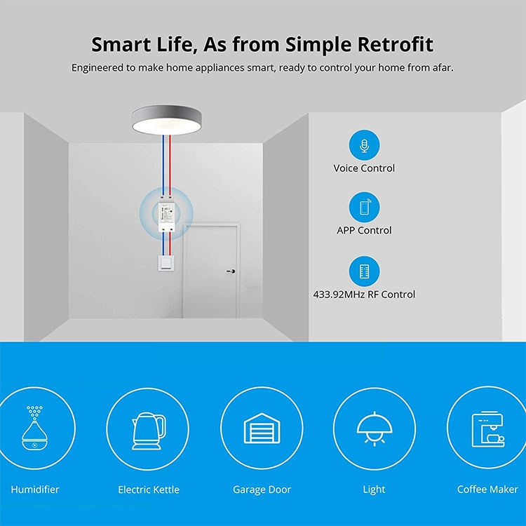 Sonoff Basic R2 eWelink Phone APP WiFi 2.4GHz DIY Smart LED Switch Remote Controller Module, Support Alexa Echo & Google Home Voice Control, AC 90-250V - Consumer Electronics by Sonoff | Online Shopping UK | buy2fix