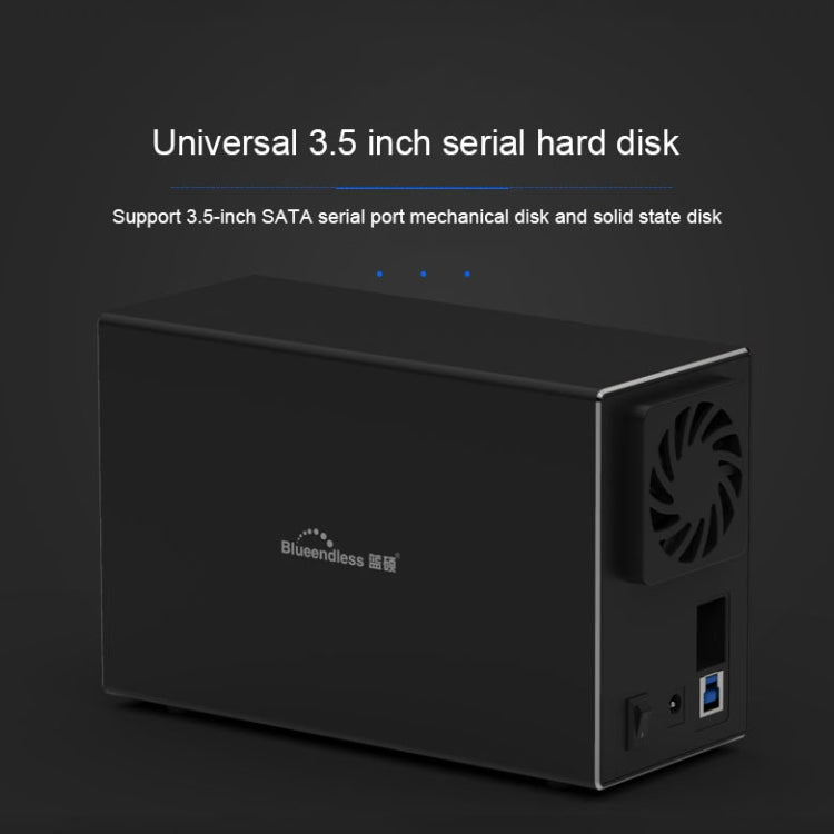 Blueendless USB-B Interface 3.5 inch 2 Bay RAID Combination Array HDD External Enclosure (US Plug) - HDD Enclosure by Blueendless | Online Shopping UK | buy2fix