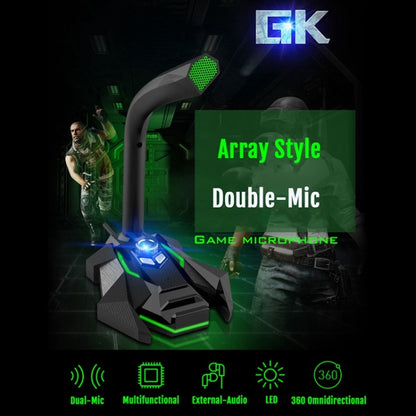 GK Desktop Omnidirectional USB Wired Dual Mic Condenser Microphone, Built-in Sound Card, Compatible with PC / Mac for Live Broadcast, Show, KTV, etc. - Consumer Electronics by buy2fix | Online Shopping UK | buy2fix