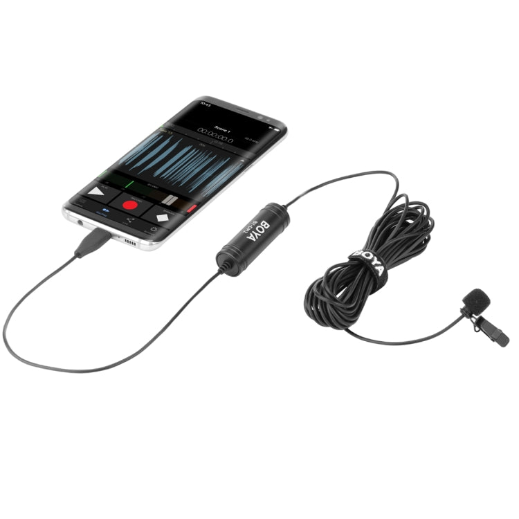 BOYA BY-DM2 USB-C / Type-C Broadcast Lavalier Condenser Microphone with Windscreen for Android Phones / Tablets (Black) - Consumer Electronics by BOYA | Online Shopping UK | buy2fix