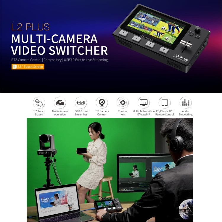 FEELWORLD L2 Plus Multi-camera Video Mixer Switcher with 5.5 inch Screen(AU Plug) - Consumer Electronics by FEELWORLD | Online Shopping UK | buy2fix