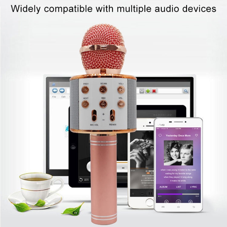 WS-858 Metal High Sound Quality Handheld KTV Karaoke Recording Bluetooth Wireless Microphone, for Notebook, PC, Speaker, Headphone, iPad, iPhone, Galaxy, Huawei, Xiaomi, LG, HTC and Other Smart Phones(Pink) - Consumer Electronics by buy2fix | Online Shopping UK | buy2fix