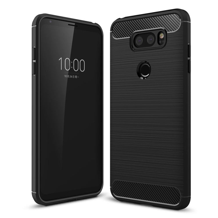 For LG V30 Brushed Texture Carbon Fiber Shockproof TPU Rugged Armor Protective Case (Black) - Mobile Accessories by buy2fix | Online Shopping UK | buy2fix