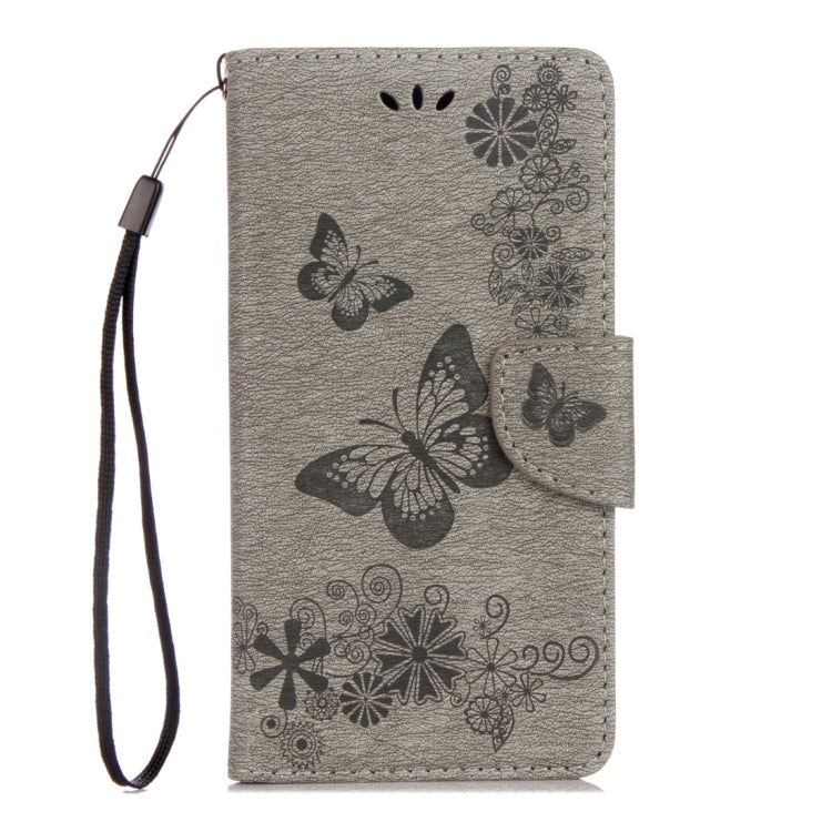 For Motorola Moto G5 Plus Pressed Flowers Butterfly Pattern Horizontal Flip Leather Case with Holder & Card Slots & Wallet(Grey) - Motorola Cases by buy2fix | Online Shopping UK | buy2fix