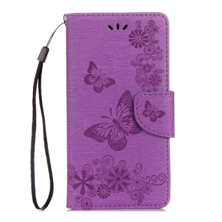 For Motorola Moto G5 Plus Pressed Flowers Butterfly Pattern Horizontal Flip Leather Case with Holder & Card Slots & Wallet(Purple) - Motorola Cases by buy2fix | Online Shopping UK | buy2fix