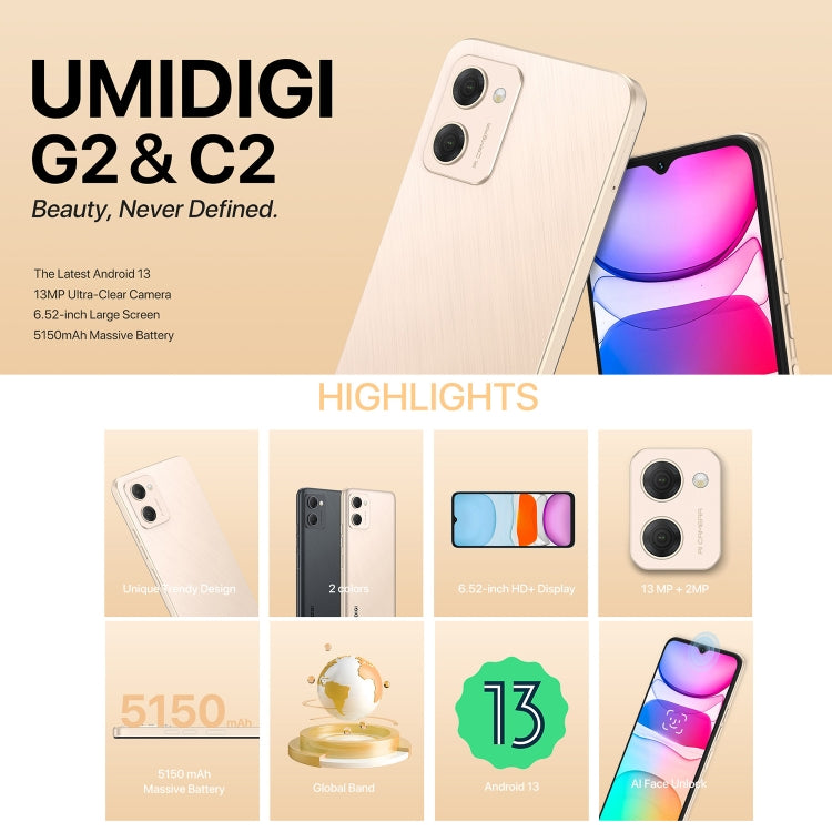 [HK Warehouse] UMIDIGI C2, 3GB+32GB, Dual Back Cameras, 5150mAh Battery, Face Identification, 6.52 inch Android 13 MTK8766 Quad Core up to 2.0GHz, Network: 4G, OTG, Dual SIM(Black) - UMIDIGI by UMIDIGI | Online Shopping UK | buy2fix