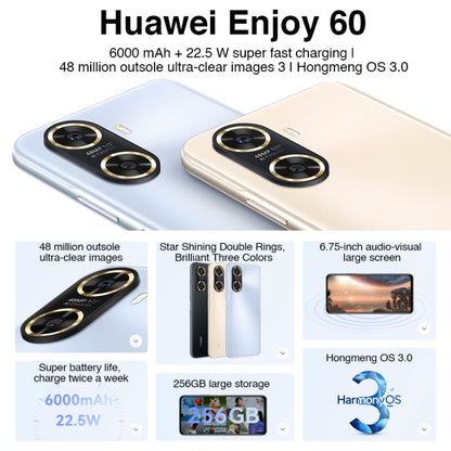 Huawei Enjoy 60 256GB MGA-AL40,  48MP Cameras, China Version, Dual Back Cameras, Face ID & Side Fingerprint Identification, 6000mAh Battery, 6.75 inch HarmonyOS 3.0 Octa Core, Network: 4G, OTG, Not Support Google Play(Blue) - Huawei Mate & P by Huawei | Online Shopping UK | buy2fix