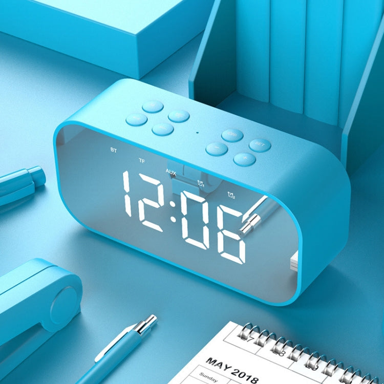 AEC BT501 Bluetooth 5.0 Mini Speaker with LED & Alarm Clock & Clock & Mirror, Support 32G TF Card(Blue) - Mini Speaker by AEC | Online Shopping UK | buy2fix