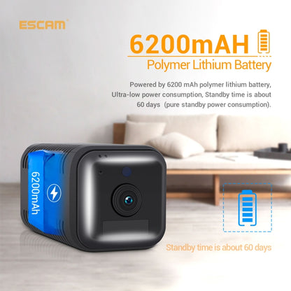 ESCAM G18 1080P Full HD Rechargeable Battery WiFi IP Camera, Support Night Vision / PIR Motion Detection / TF Card / Two Way Audio (Black) - Security by ESCAM | Online Shopping UK | buy2fix