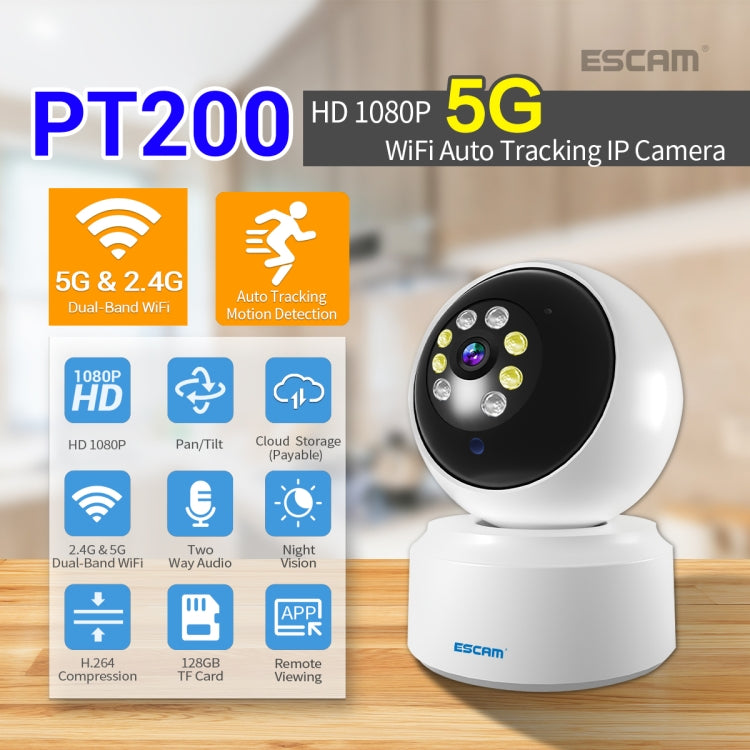 ESCAM PT200 HD 1080P Dual-band WiFi IP Camera, Support Night Vision / Motion Detection / Auto Tracking / TF Card / Two-way Audio, US Plug - Security by ESCAM | Online Shopping UK | buy2fix