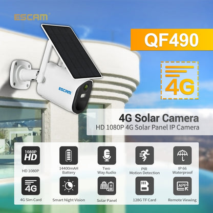 ESCAM QF490 HD 1080P 4G Solar Panel IP Camera, Southeast Asia Version - Security by ESCAM | Online Shopping UK | buy2fix