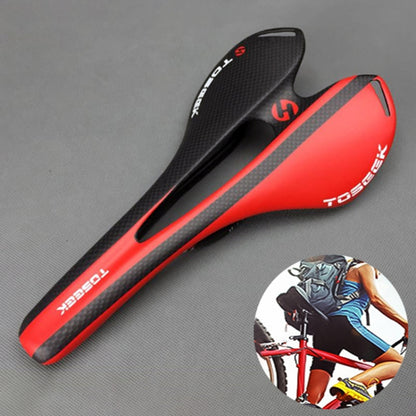 TOSEEK Road Bike Carbon Fiber Seat Bicycle Hollow Seat Saddle, 3K Texture + Extinction(Red) - Outdoor & Sports by TOSEEK | Online Shopping UK | buy2fix